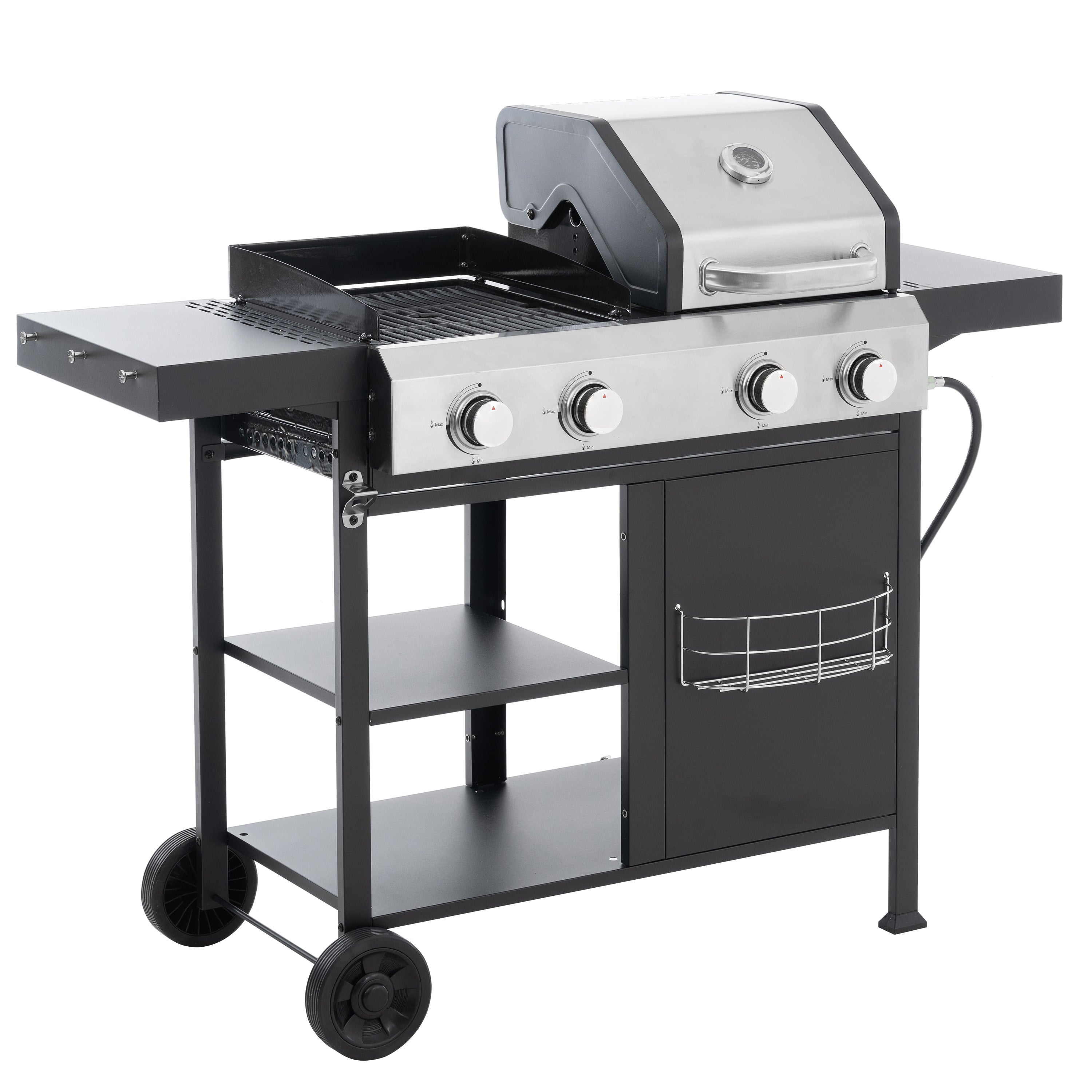 2+2 Multifunctional Gas Barbecue Grill and Covered Grill Combo for Outdoor Cooking