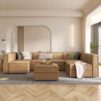 Modular Sectional Sofa, Convertible Sectional Couch with Storage Seat, U Shaped Sofa Couch with Reversible Chaise, Caramel Brown