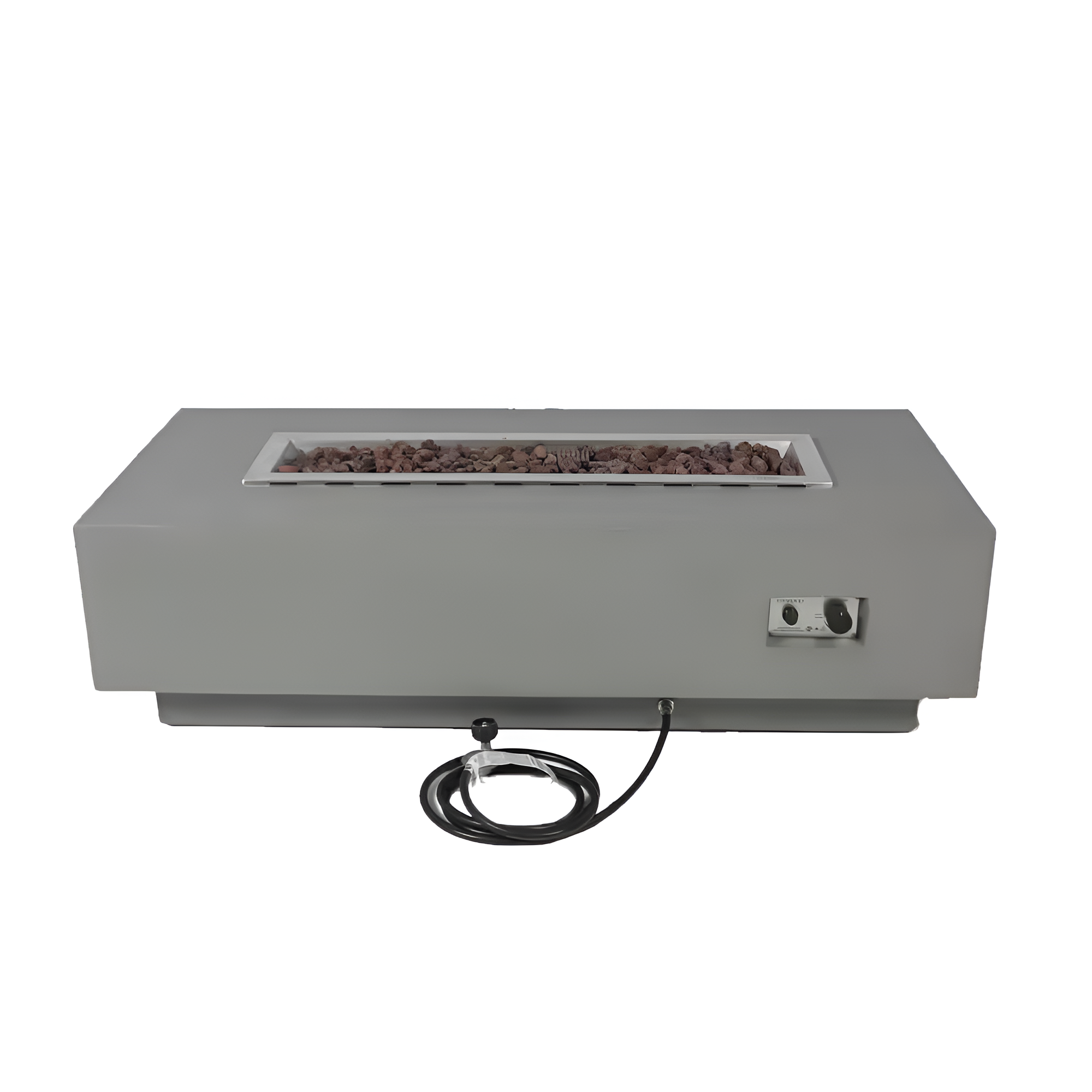 Granville Outdoor Fire Pit 60 In. X 27 In. Rectangular Concrete Propane Fire Table with Lava Rocks and Cover