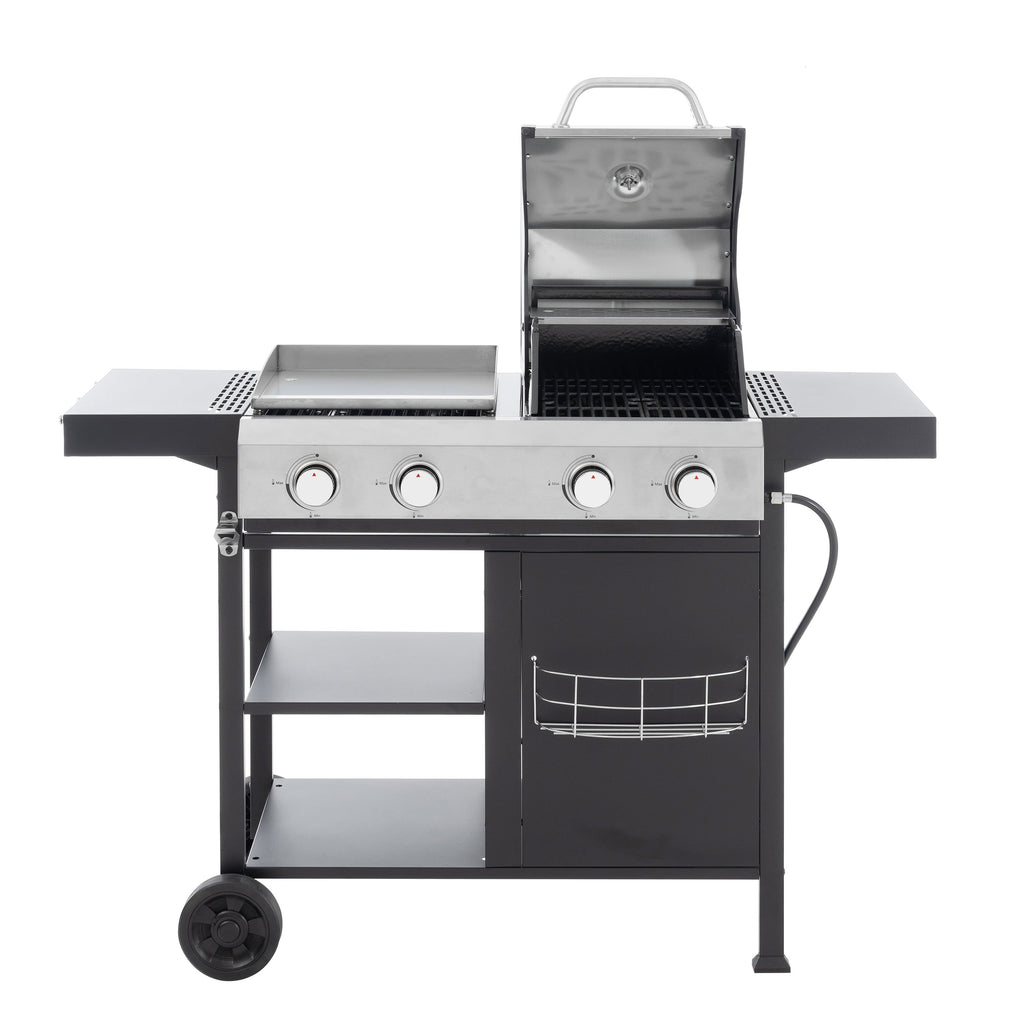 2+2 Multifunctional Gas Barbecue Grill and Covered Grill Combo for Outdoor Cooking