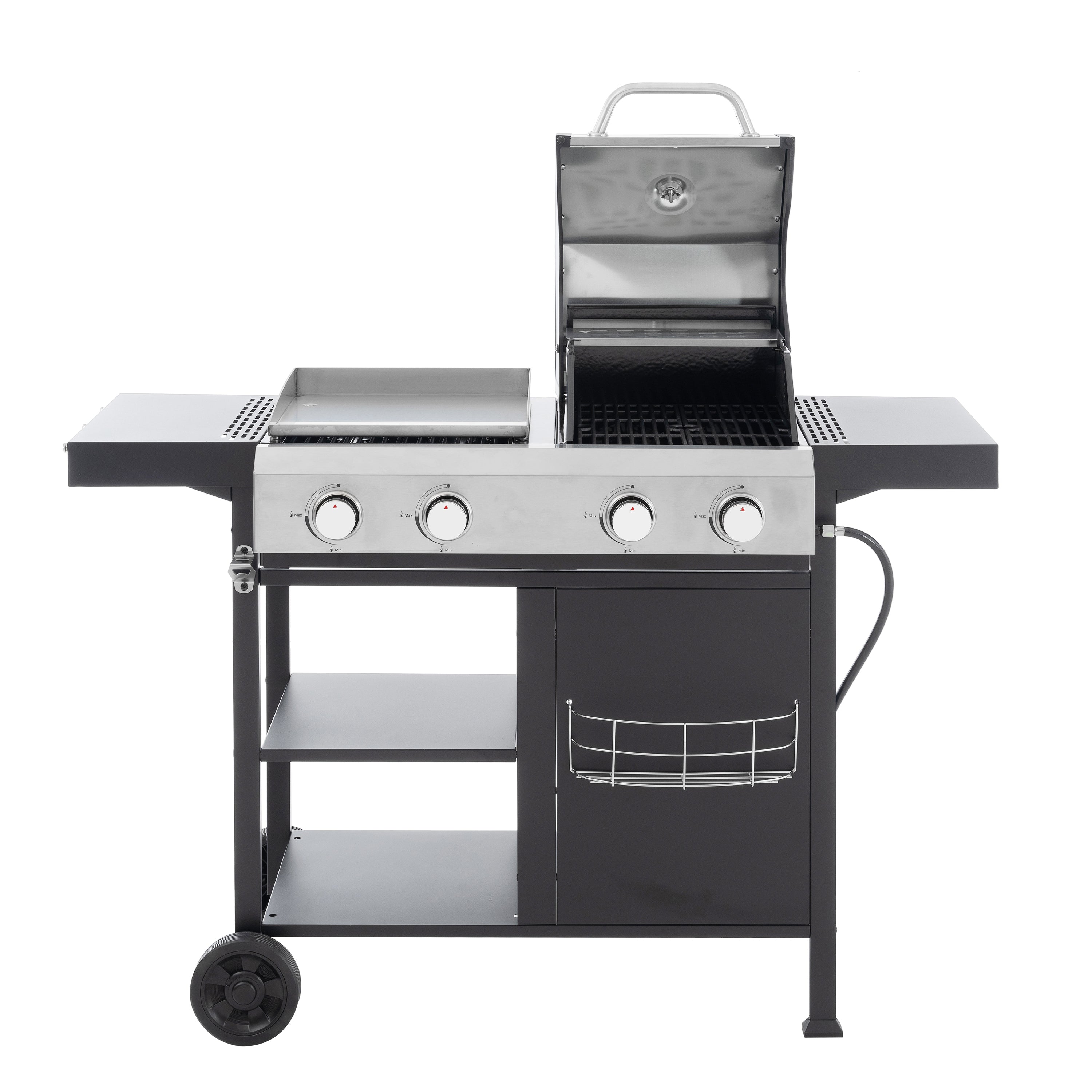 2+2 Multifunctional Gas Barbecue Grill and Covered Grill Combo for Outdoor Cooking