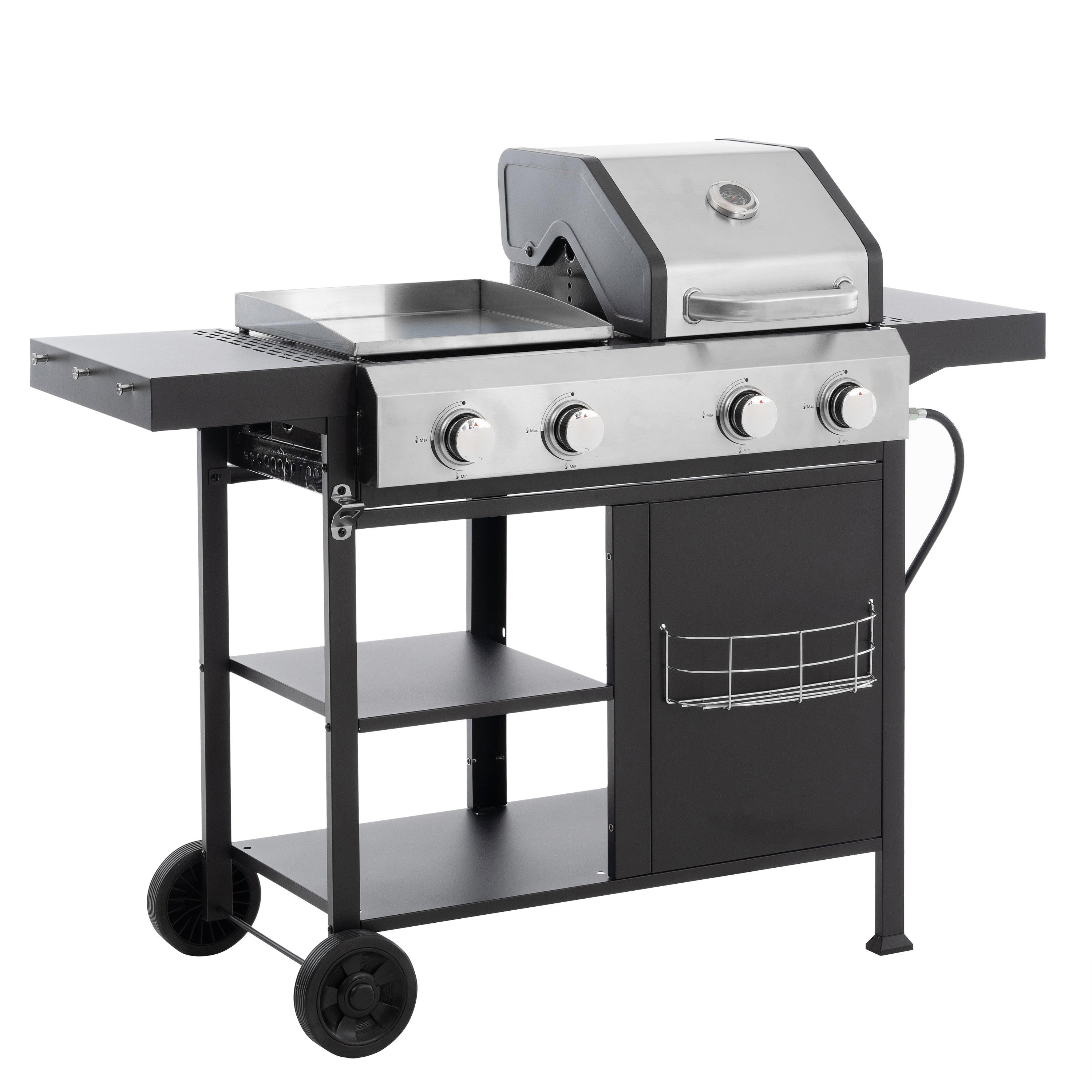 2+2 Multifunctional Gas Barbecue Grill and Covered Grill Combo for Outdoor Cooking