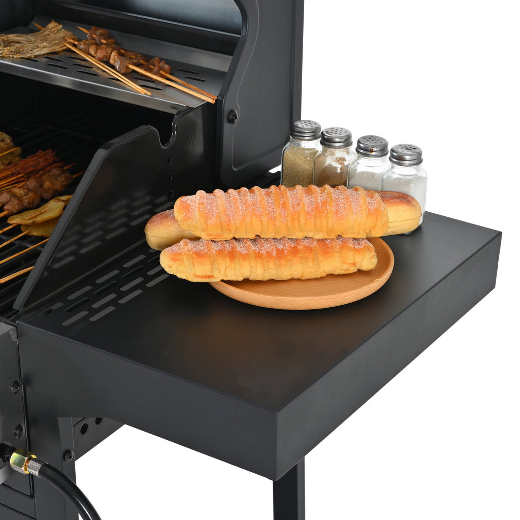2+2 Multifunctional Gas Barbecue Grill and Covered Grill Combo for Outdoor Cooking
