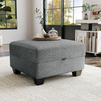 Modular Sectional Sofa with Storage, Oversized Convertible Couch for Living Room, Comfy Sectional Couches with Movable Ottoman, 140” 7 Seater L-Shaped Sofas U Shape, Linen, Dark Grey