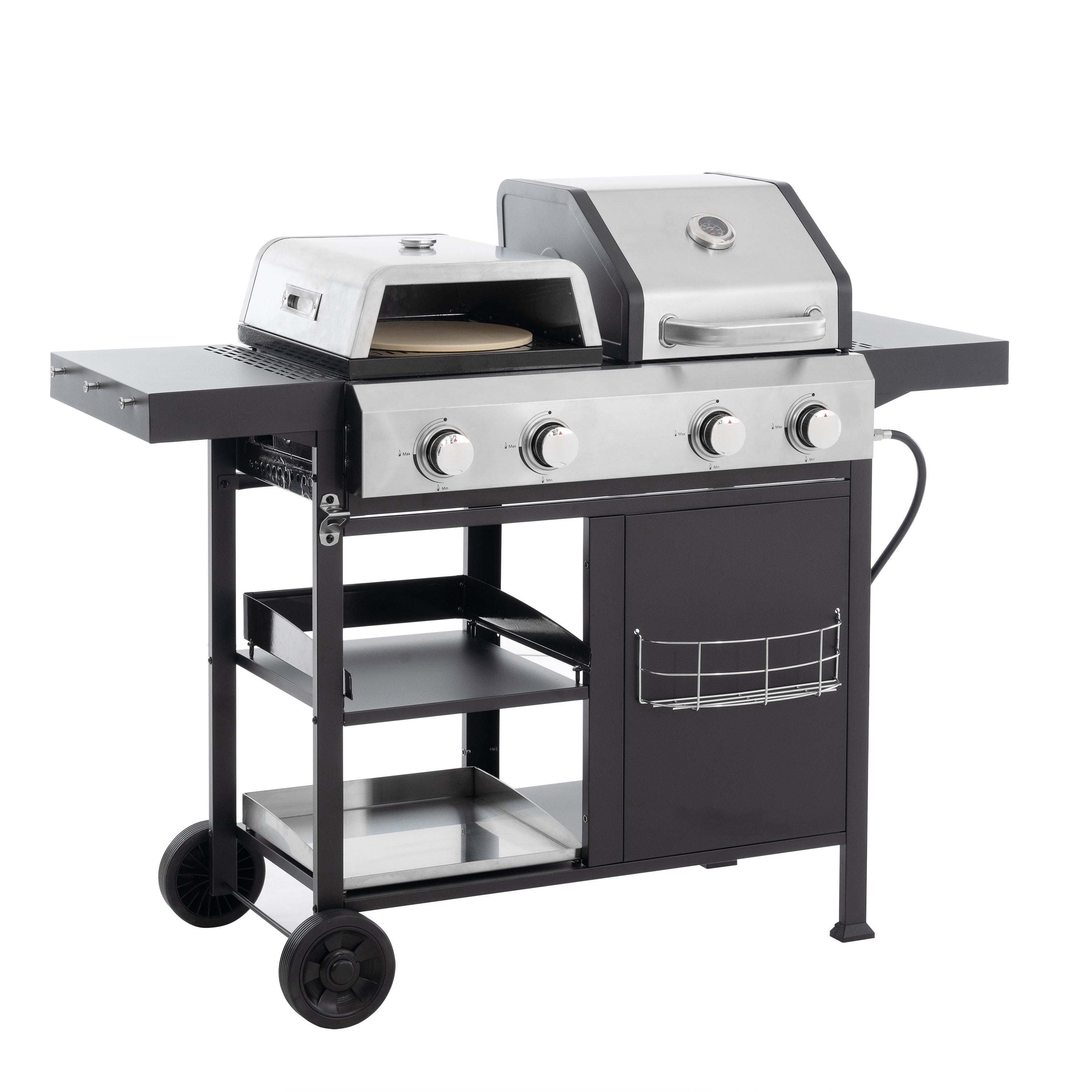 2+2 Multifunctional Gas Barbecue Grill and Covered Grill Combo for Outdoor Cooking