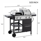 2+2 Multifunctional Gas Barbecue Grill and Covered Grill Combo for Outdoor Cooking