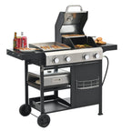 2+2 Multifunctional Gas Barbecue Grill and Covered Grill Combo for Outdoor Cooking