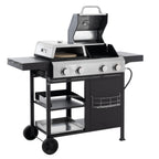 2+2 Multifunctional Gas Barbecue Grill and Covered Grill Combo for Outdoor Cooking