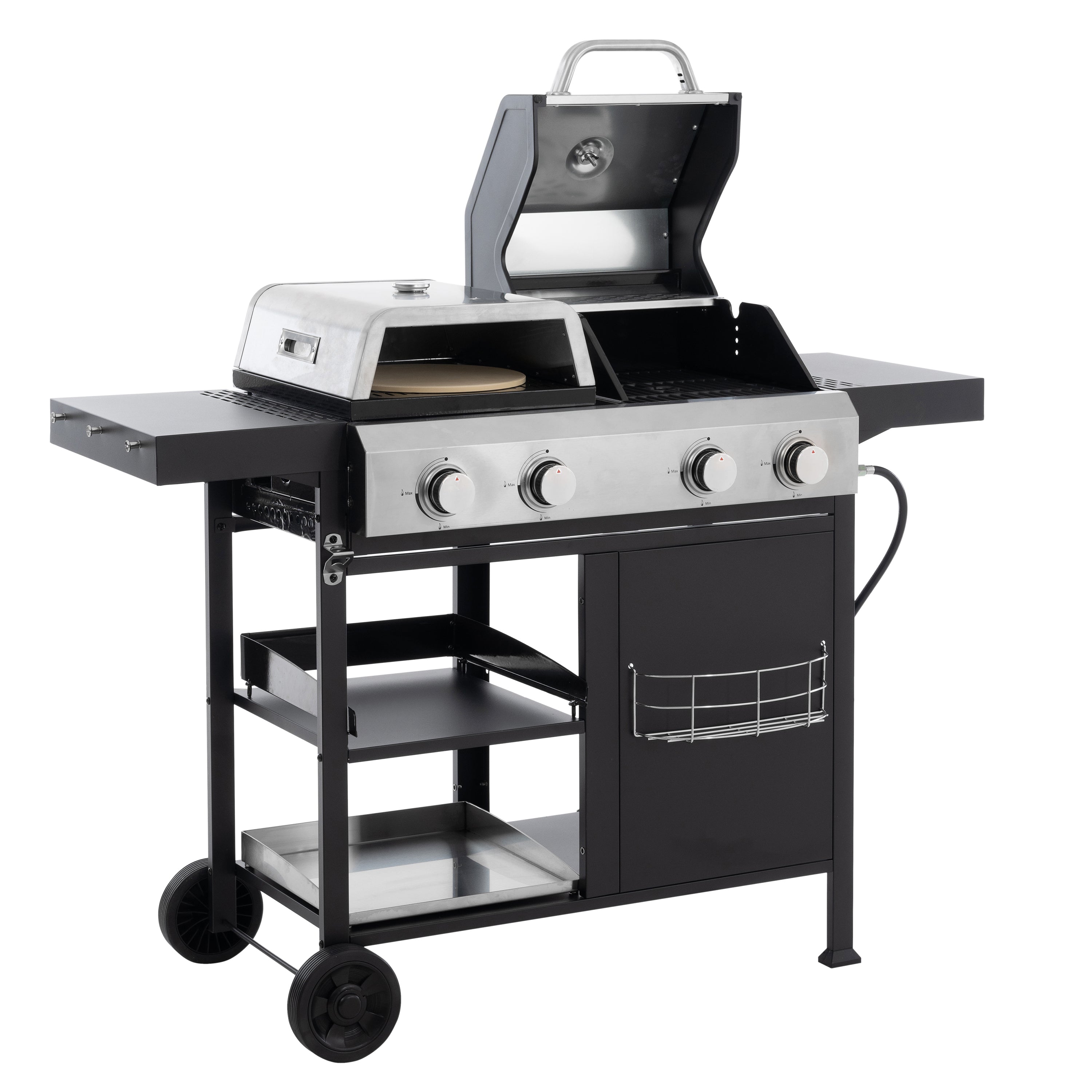 2+2 Multifunctional Gas Barbecue Grill and Covered Grill Combo for Outdoor Cooking