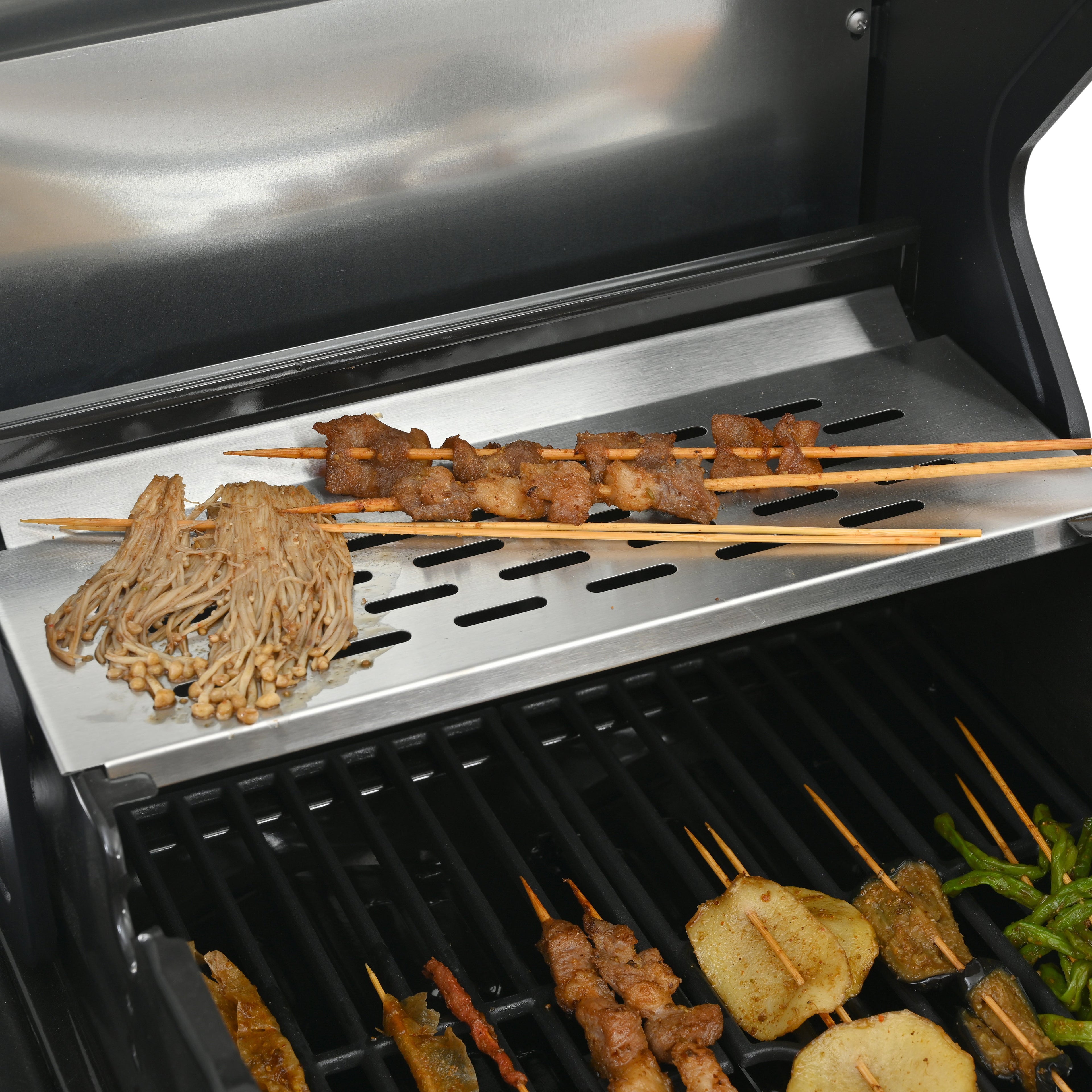 2+2 Multifunctional Gas Barbecue Grill and Covered Grill Combo for Outdoor Cooking