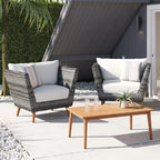 Panther Outdoor Patio Wicker and FSC Wood Seating Set
