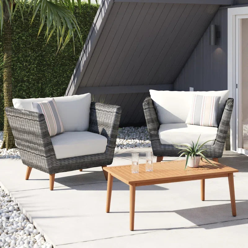 Panther Outdoor Patio Wicker and FSC Wood Seating Set