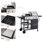 2+2 Multifunctional Gas Barbecue Grill and Covered Grill Combo for Outdoor Cooking