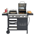 2+2 Multifunctional Gas Barbecue Grill and Covered Grill Combo for Outdoor Cooking