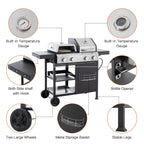 2+2 Multifunctional Gas Barbecue Grill and Covered Grill Combo for Outdoor Cooking