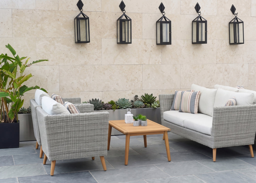 Panther Outdoor Patio Wicker and FSC Wood Seating Set