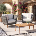 Panther Outdoor Patio Wicker and FSC Wood Seating Set