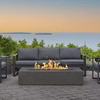 Matteau Low 60 In. L X 12 In. H Outdoor Rectangular Concrete Composite Propane Fire Table in Carbon with Vinyl Cover