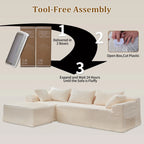 108" Oversized L-Shaped Sectional Sofa Modern Modular Cloud Couch with Deep Seating Upholstered Corduroy Sofa for Living Room Bedroom,No Assembly Required，Beige