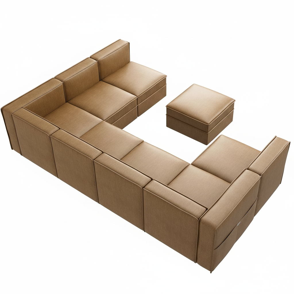 Modular Sectional Sofa, Convertible Sectional Couch with Storage Seat, U Shaped Sofa Couch with Reversible Chaise, Caramel Brown