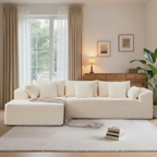 108" Oversized L-Shaped Sectional Sofa Modern Modular Cloud Couch with Deep Seating Upholstered Corduroy Sofa for Living Room Bedroom,No Assembly Required，Beige